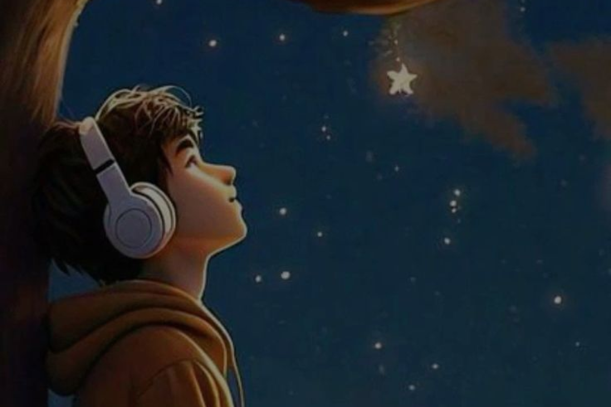 Aesthetic Boy _ Enjoying Music _ At Night _ Illustration